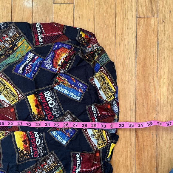 VTG NWOT Perruzo Button Shirt Rayon AOP All Over France Paris Capri Hawaiian 90s - Picture 9 of 9